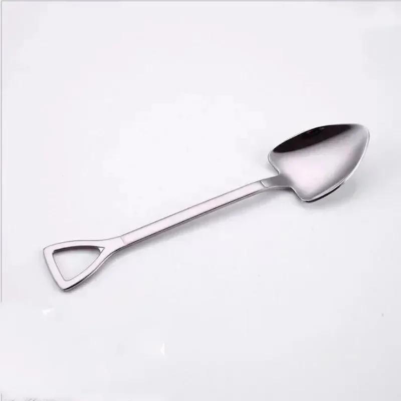 Household Kitchen Tools Creative Shovel Shape Spoon Fork Stainless Steel Tableware New Shovel Spoon Fork Children Fork Spoons