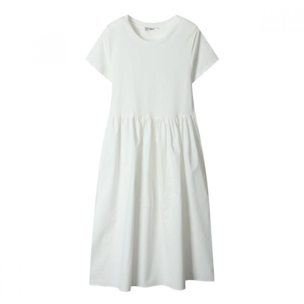 Ggpx Colorblock Shirring Flare Short Sleeve Dress  Gp2op041f 