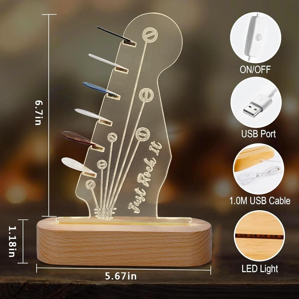 Wood Base Guitar Pick Holder Light Up Guitar Pick Storage Rack  For Guitarist