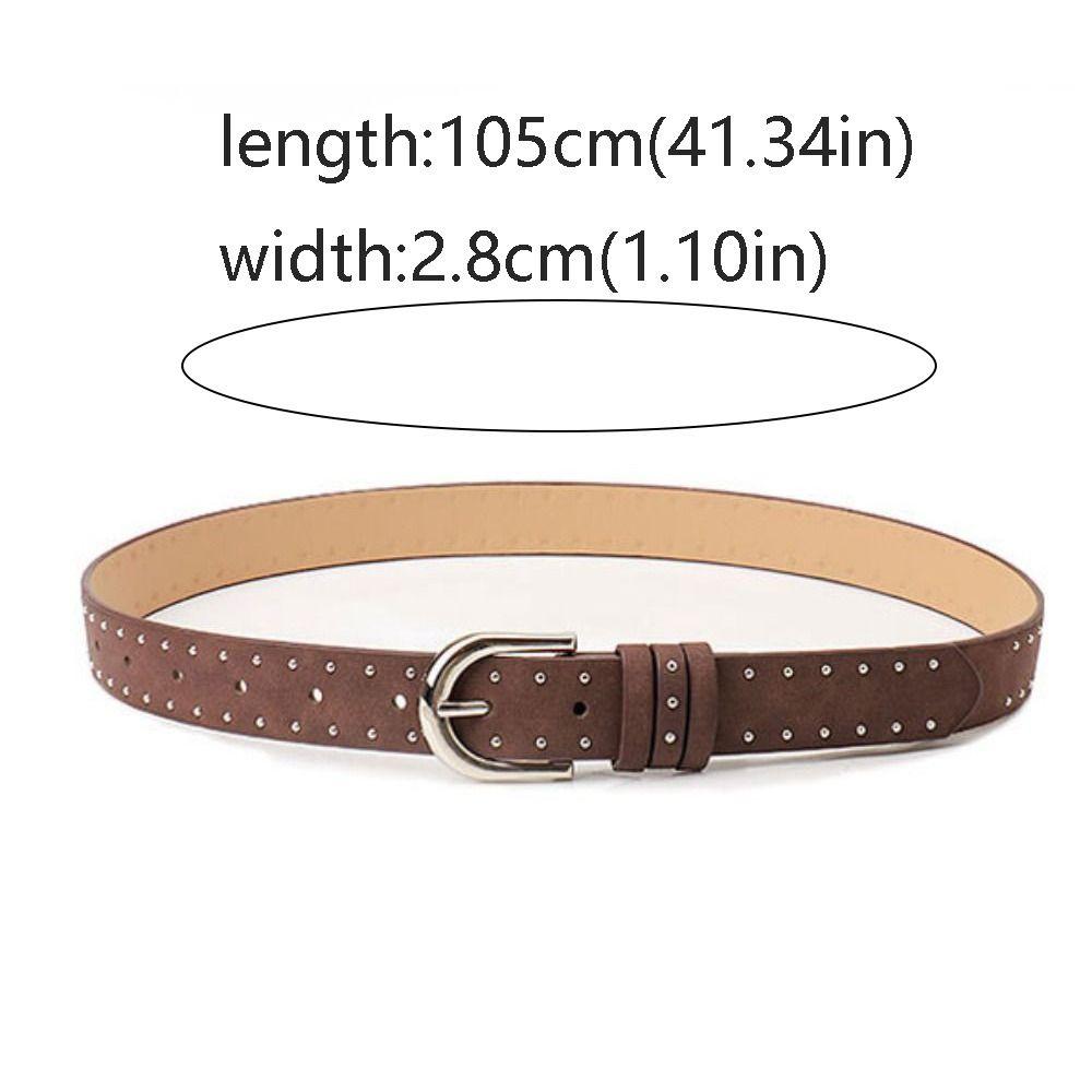 Adjustable Retro Women Wide Belt Rivet Vintage Leather Waistband Metal Buckle Jeans Decoration Western Cowboy Belt Girls