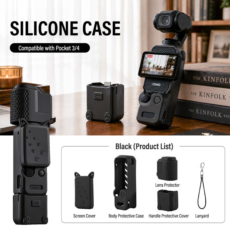 soonpho Silikonhülle für DJI Osmo Pocket 4 Kameraobjektiv Bildschirm Staubdichte Schutzabdeckung für POCKET4 Kratzfeste Weiche Hülle Zubehör