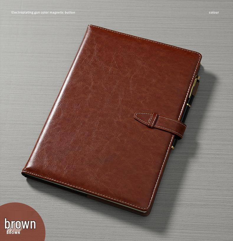 A4 Business Leather Hardcover Notebook - Large & Extra Thick Retro Meeting Record Book