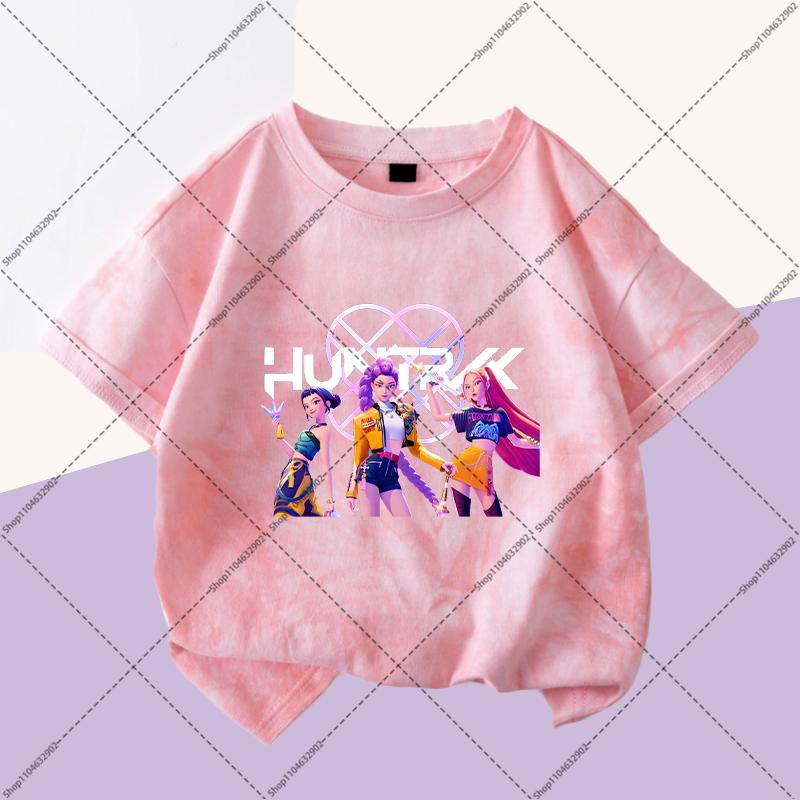 KPop Demon Hunters Boys Girls Fashion T-shirts Kids Cute Clothes Cartoon Anime Graphic Print Children Short Sleeves Party Gifts