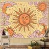 Sun Moon Tapestry Celestial Wall Art Tapestries Boho Hippie Room Decor Aesthetic Wall Hanging for Bedroom Dorm Living Room