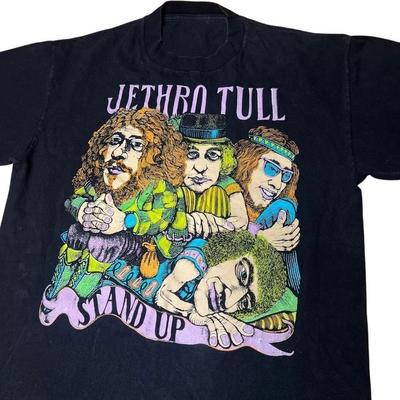 Vintage 80s Jethro Tull Stand Up Tour Rock Band Black Unisex Shirt AD268 Unisex T-Shirt