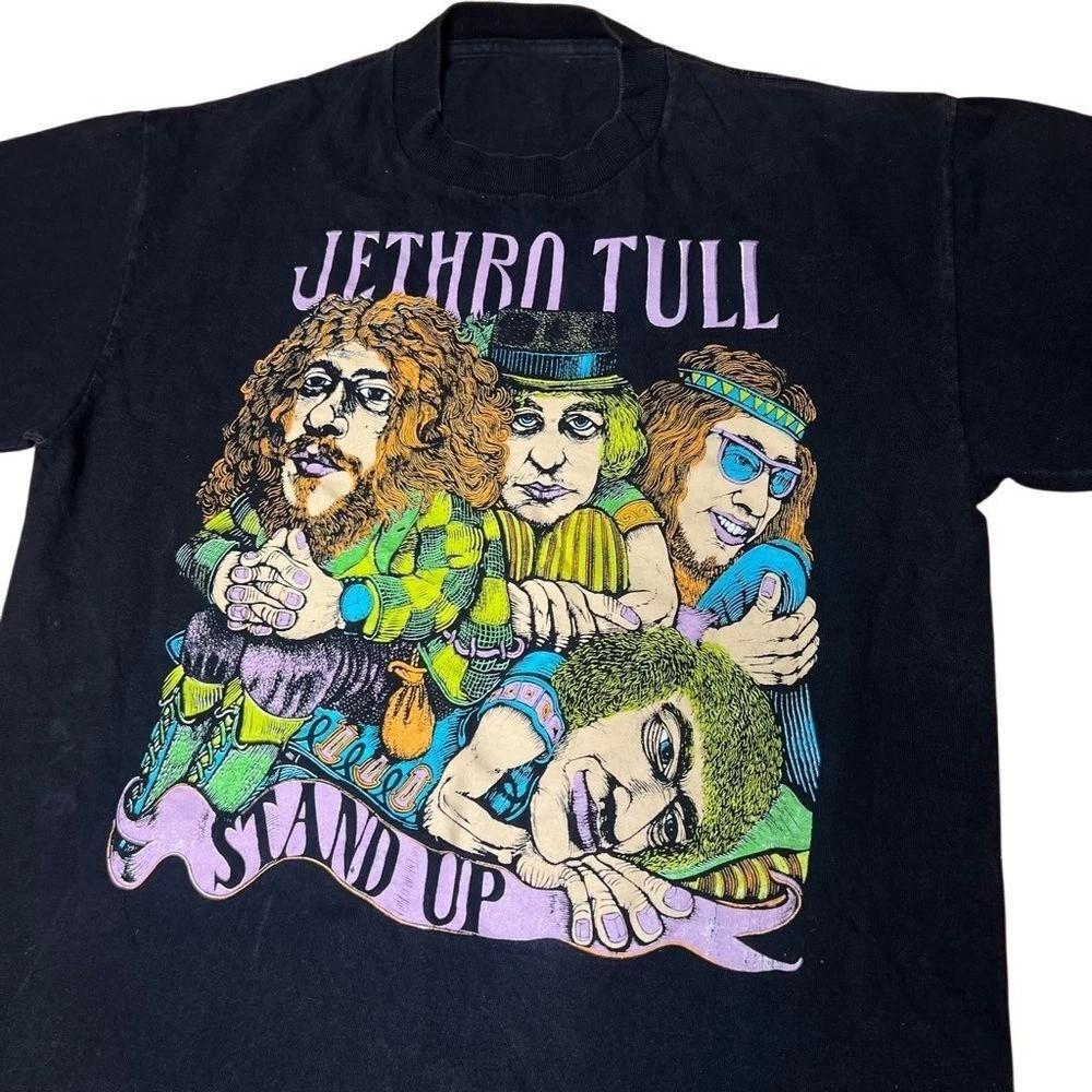 

Винтажная черная унисекс футболка Jethro Tull 80-х годов, тур Stand Up, рок-группа, AD268 XL