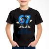 Neues lustiges Sechs Sieben Italienisches Gehirnfäule 67 Nummern Grafikdruck T-Shirt Junge/Mädchen Sommer Kurzarm Kinder Bequemes T-Shirt Top
