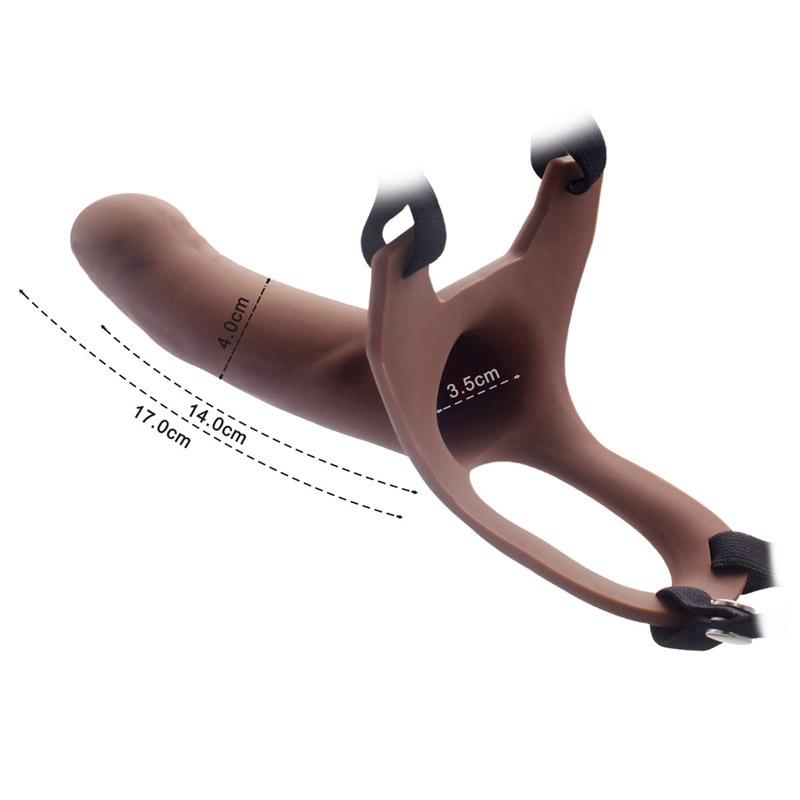Big Size Silicone Strap On Dildo for Men Realistic Penis Extender Enlarger Male Hollow Strapon Dildo+Bullet Vibrator Sex Product