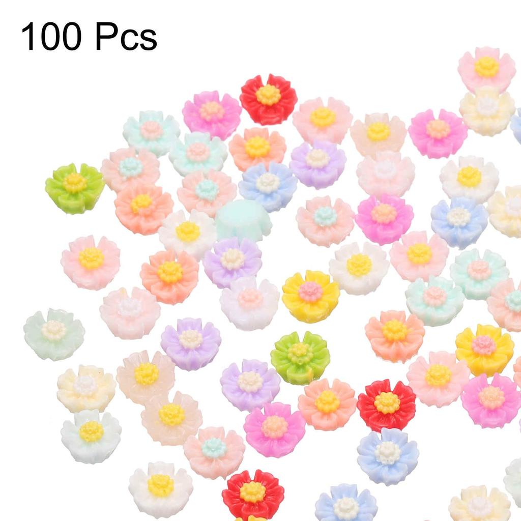 CoCud Mini Resin Flowers, 0.24" Diameter, Tiny Colorful Dollhouse Flower Decorations for Nail Art, Fairy Gardens, and DIY Crafts, 100 Pieces