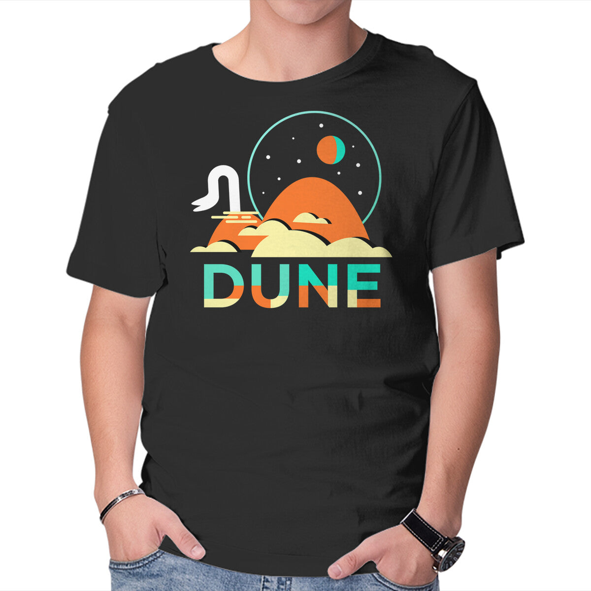 Unisex Crew Neck T-Shirt Dune Minimal Graphic Short Sleeve Casual Tee XL