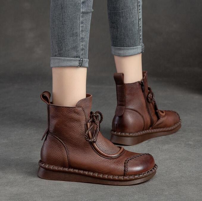 

Women s Boots Spring Autumn Retro Non-Slip Soft Bottom Flat Shoes Comfortable Soft Flat Shoes Women Ankle Boots 35 коричневый