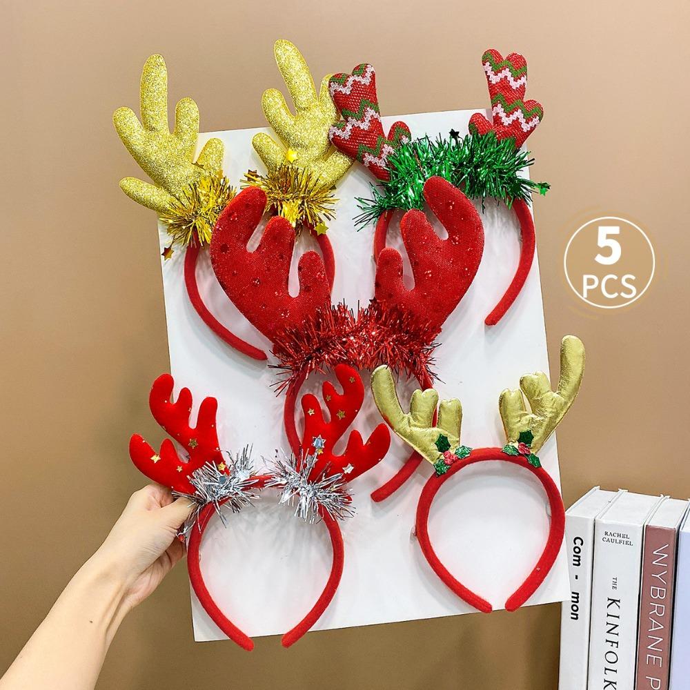5PCS Santa's Hat Christmas Hair Hoop Snowman New Year Hairband Cute 2025 Headband  Prom Props
