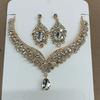 Baroque Style Necklace Earring Set Rhinestone Pearl Necklace Water Drop Bridal Jewelry Set  Wedding