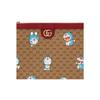 Gucci X Doraemon Collaboration Monogram Logo Canvas & Leather Clutch Unisex Style Ebony/Red