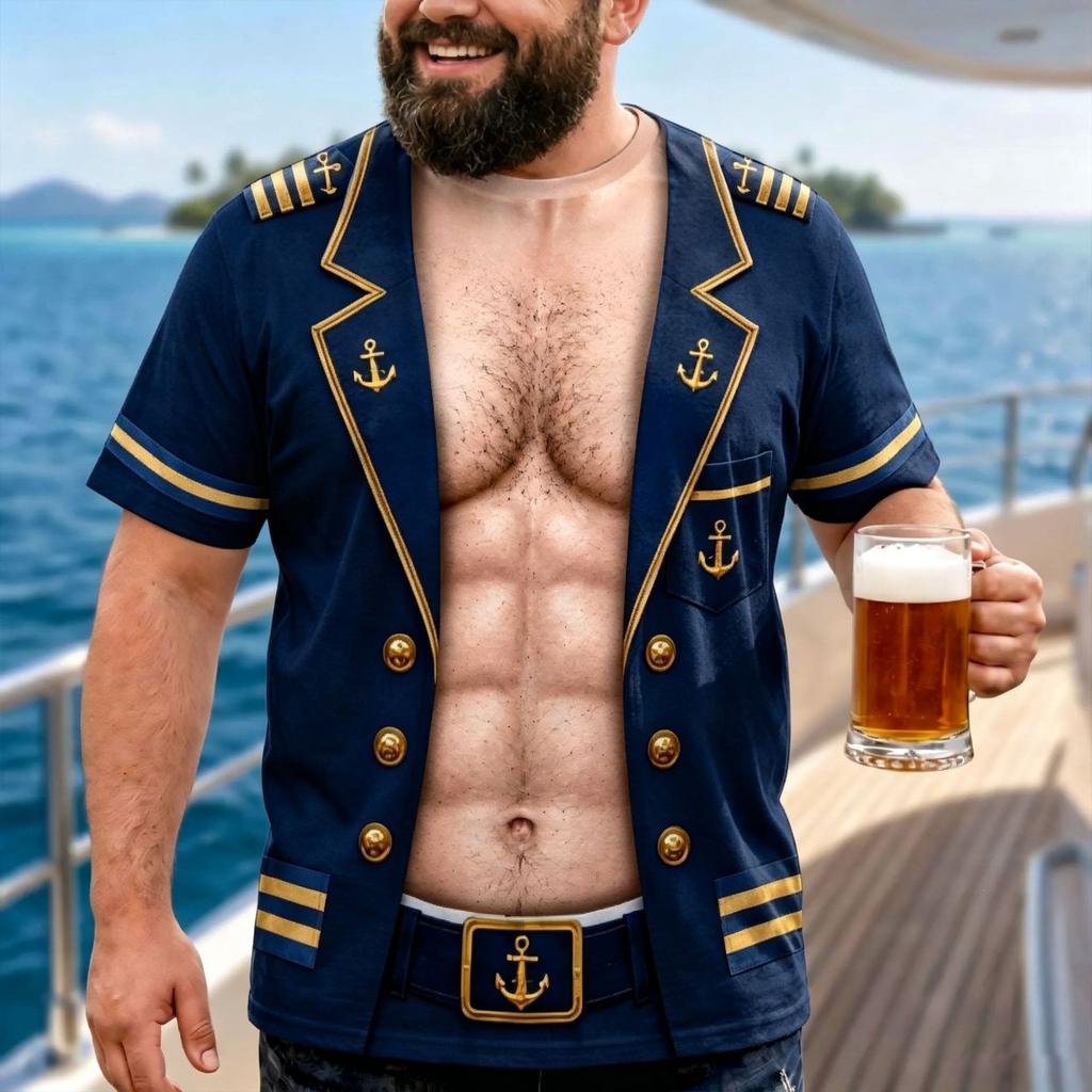T-shirt a maniche corte da Capitano Nautico, Per Divertimento alla Festa in Barca