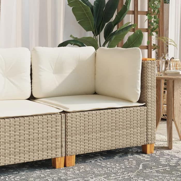 VidaXL Garden Corner Sofa with Cushions Beige Wicker 365904