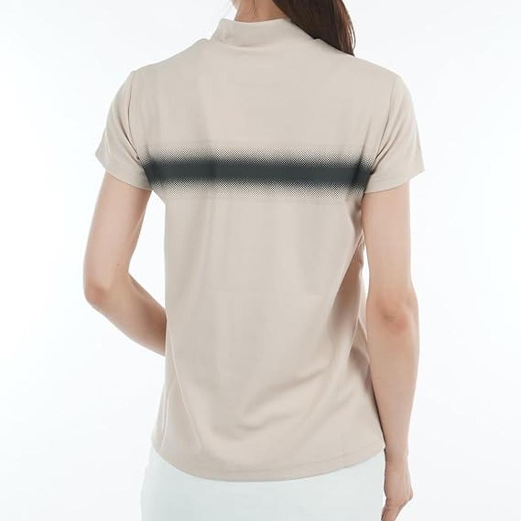 Golf Short Sleeve Mock Neck Shirt Quick 2 [New Balance] Women's (Moisture Absorbent, Drying, Stretchy) / 012-5166509 041_Beige [L]