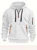 European Men's Fleece-Lined Hooded Jacket with Multi-Zipper Pockets for Autumn/Winter