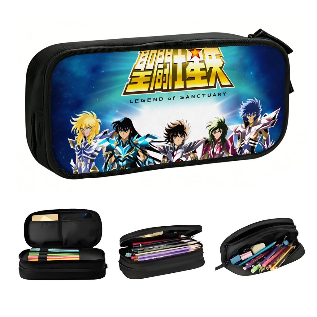 Cygnus Hyoga Knights Of The Zodiac Pegasus Seiya Pencil Cases for Boys Girls Dragon Shiryu Pen Bag Box School Supplies