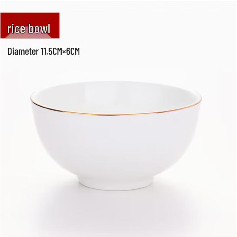 Taishun Gold Rim Ceramic Rice Bowl
