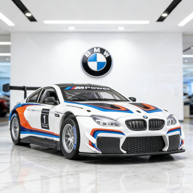 

1:32 BMW M6 GT3 раллийный автомобиль, модель автомобиля из сплава, игрушечная машина, литье под давлением, звук и свет, игрушки для детей, автомобиль