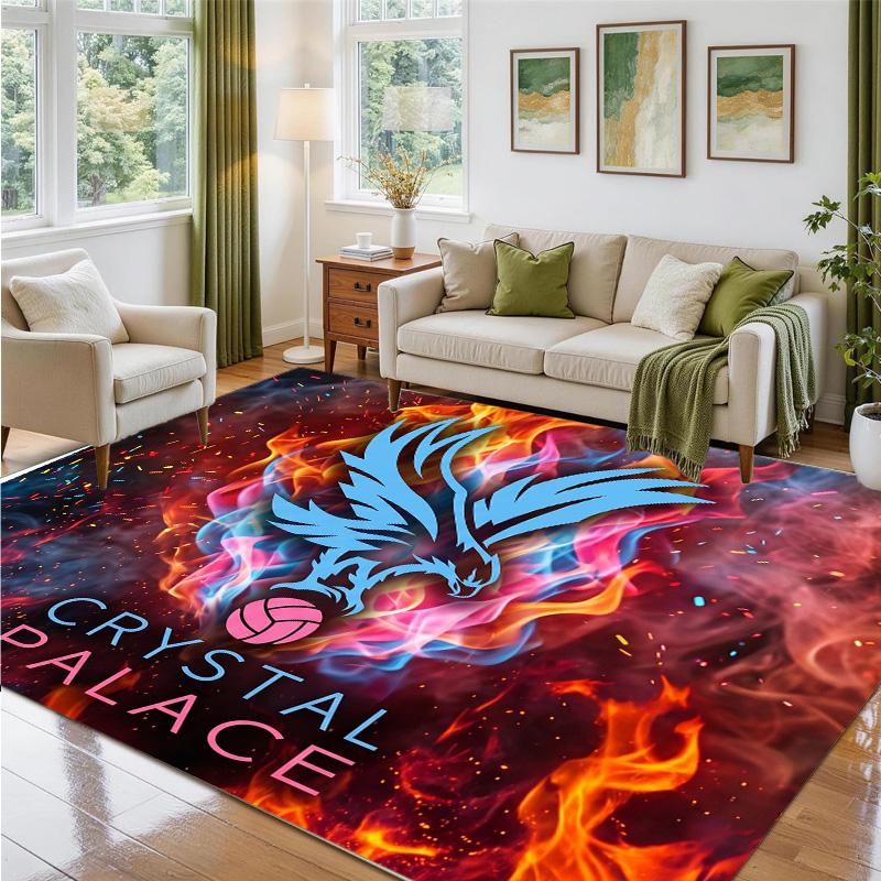 Crystal Palace Football Design Crystal Velvet Rug Soft Decorative Mat for Bedroom Entrance