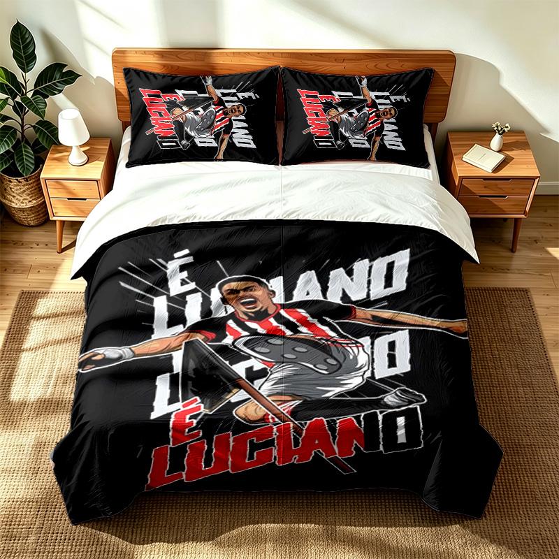 Sao Paulo Futebol Clube (5) 3pc Set Suitable for Master Bedrooms Soft and Comfortable an Ideal Gift for Family and Friends Includes One Duvet Cover an