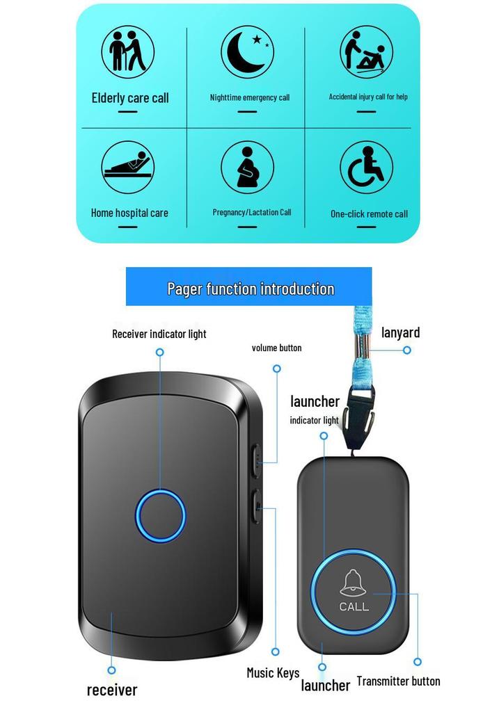 Elderly One-Button Emergency Call Bell: Safe, Waterproof Help Alarm