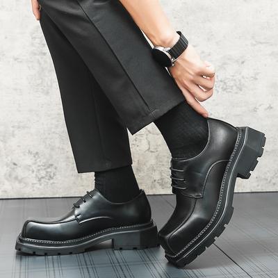 Herren Business Derby Schuhe Schwarz Dicke Sohle Quadratische Spitze Europäischer Stil Schnürung Business Anzugschuhe Größe 38-44 Herrenschuhe