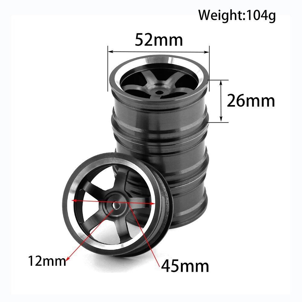 1/10 RC On-road Drift Car Alloy Wheels Hubs Metal Wheel Rims for 1:10 RC Car HSP 94122 94123 Tamiya TT02 HPI Kyosho Sakura CS D4