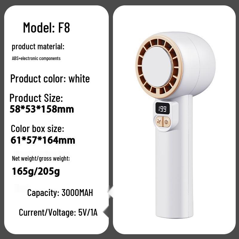 Mini Portable Handheld USB Fan with Digital Display & Ice Pack