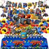 Set Accesorii Petrecere Aniversară Blaze Monster Față de Masă Banner Toppere Tort Fundal Baloane Mașini Tematică Curse Decor pentru Copii