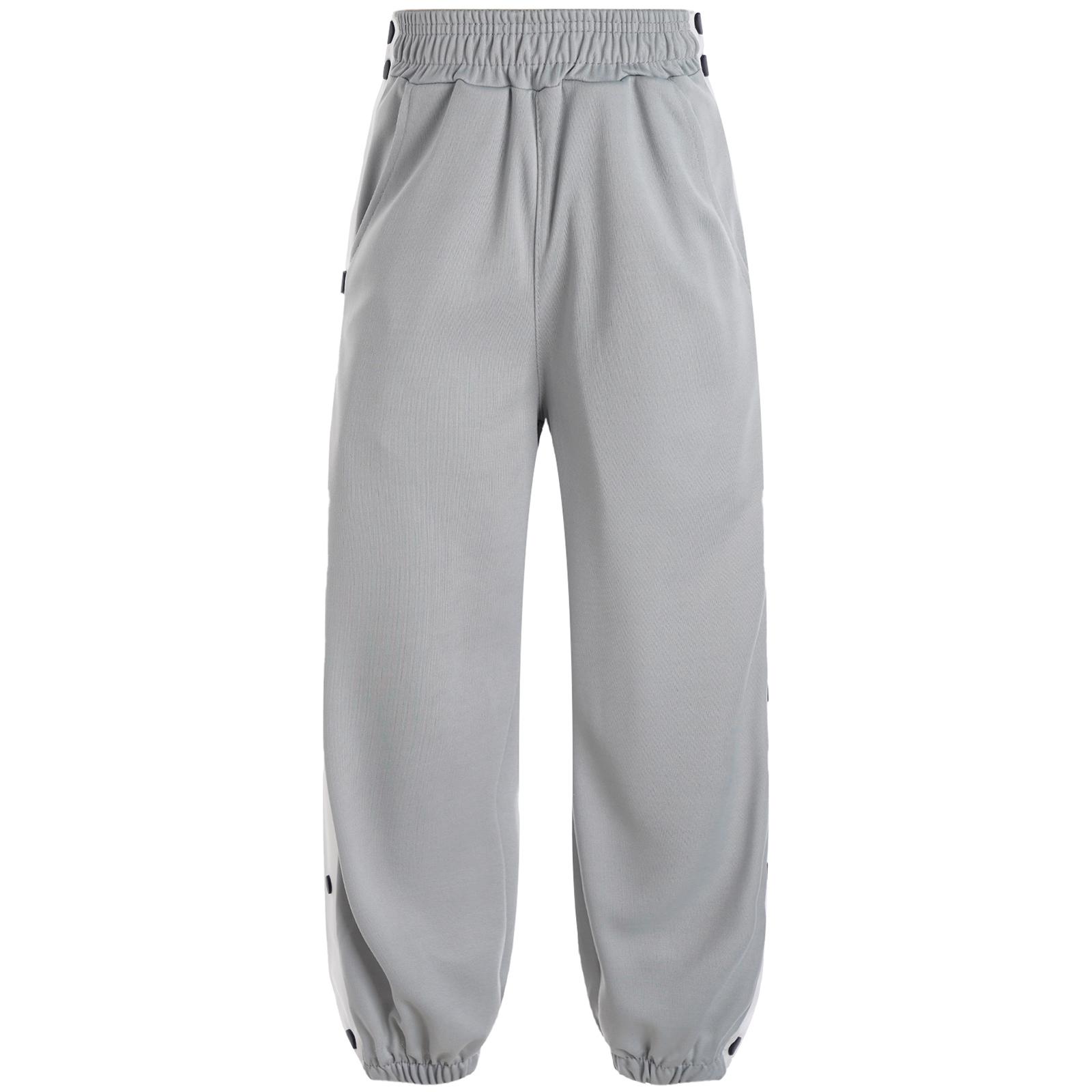 

Boys Contrasting Stripe Sweatpants Side Split Press Button Pockets Casual Basketball Sport Trousers 15-16 Years сірий колір