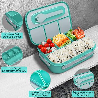 1.3L Draagbare 3-Vaks Plastic Lunchbox – Magnetronbestendige Voedselbewaarcontainer voor School, Kantoor & Buitenmaaltijden