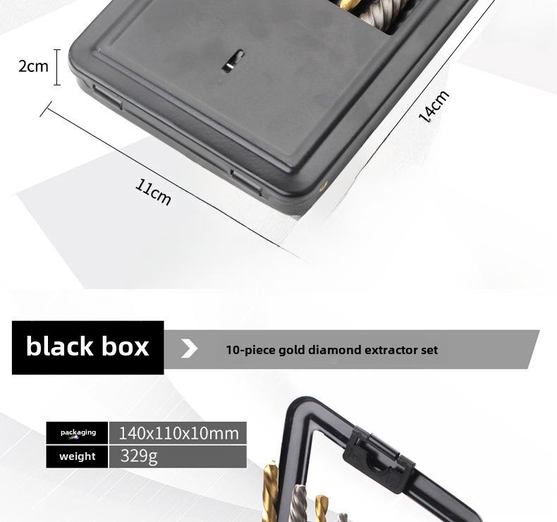 10-Piece Screw Extractor Set with Iron Box for Bolt Removal