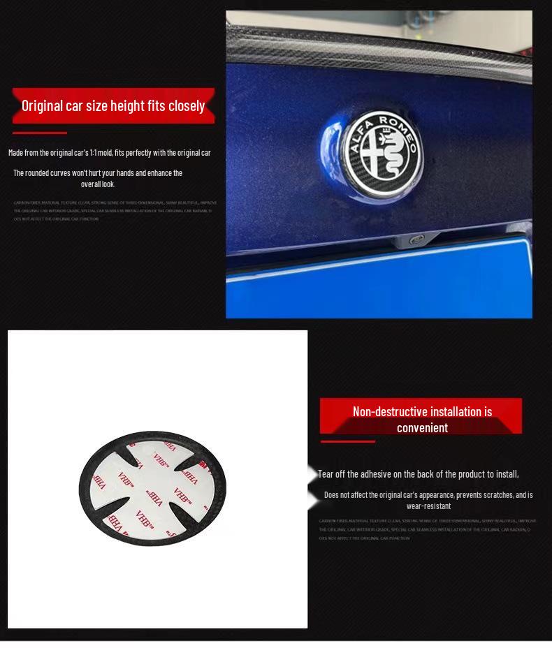 Alfa Romeo Giulia Stelvio Carbon Fiber Front & Rear Logos