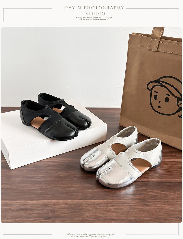Jetzt verfügbar, sofortiger Versand! Französische Retro-Mules mit geteilter Zehenpartie 'Schweinshaxe' für Damen - Vielseitig, Stilvoll, Lederschuhe.