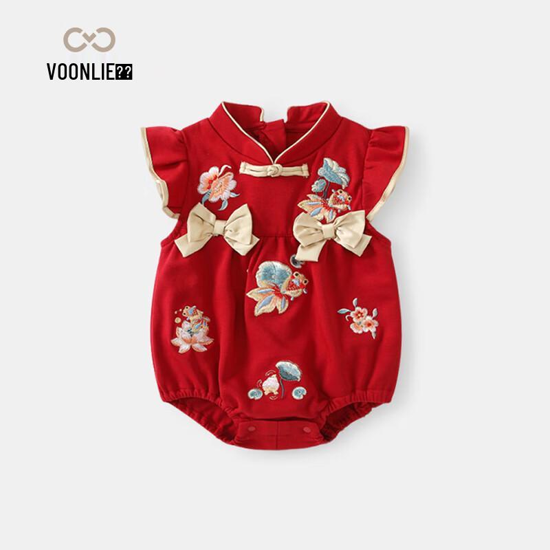 Fanlie Baby Girl s Chinese Style Summer Sleeveless Romper 66cm