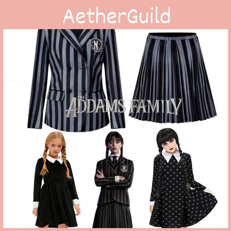 School Uniform Addams Girls Kids Dress Cosplay Halloween Partys Xmas