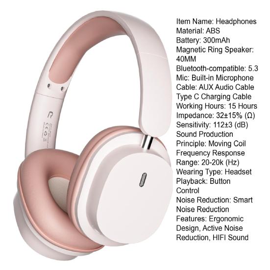 Drahtlose Kopfhörer Ergonomisches Design Active Noise Reduction HIFI Sound Immersive Musik Bluetooth-kompatibel 5,3 Headsets