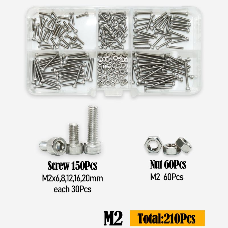 

Комплект гаек с шестигранной головкой и шестигранным углублением под ключ M2 M2.5 M3 M4 M5 M6 M8 Шестигранный болт с шестигранной головкой DIN912 304 из нержавеющей стали с гайкой