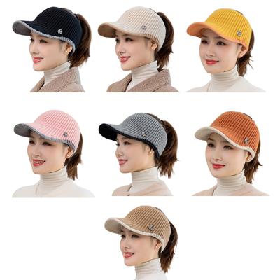 Letter Empty Top Knitted Baseball Cap Outdoor Baseball Cap Sports Empty Top Hat Travel All-match Cap for Girl Women
