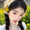 Elegant French Knitted Headband Retro Strawberry Triangle Turban Bohemian Pastoral Hollow Out Hair Band Beach Headwear