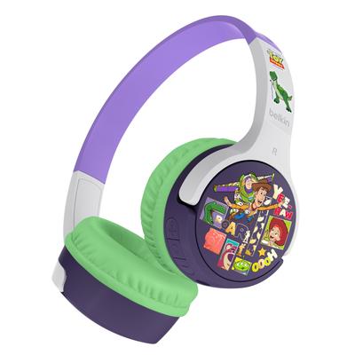 Fone de Ouvido Sem Fio Belkin Disney Toy Story com Controle de Volume e Voz Até 30 Horas de Bluetooth e Compatível com Conexões com Fio Cabo de Áudio SOUNDFORM