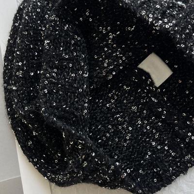 Comfortable Knitted Fabric Hat Breathable Black Hat Trendy Accessory Headwear for Festival Party Dance