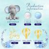 Elephant Cake Decoration Baby Cake Topper Blue White Pearl Balls Hot Air Balloon for Baby Shower Elephant Theme Birthday Party