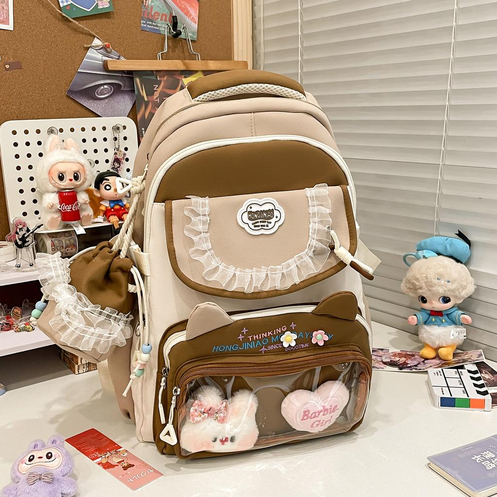 High-value junior high school student schoolbag female cute Japanese pain bag large food backpack light contrasting color backpack tide
