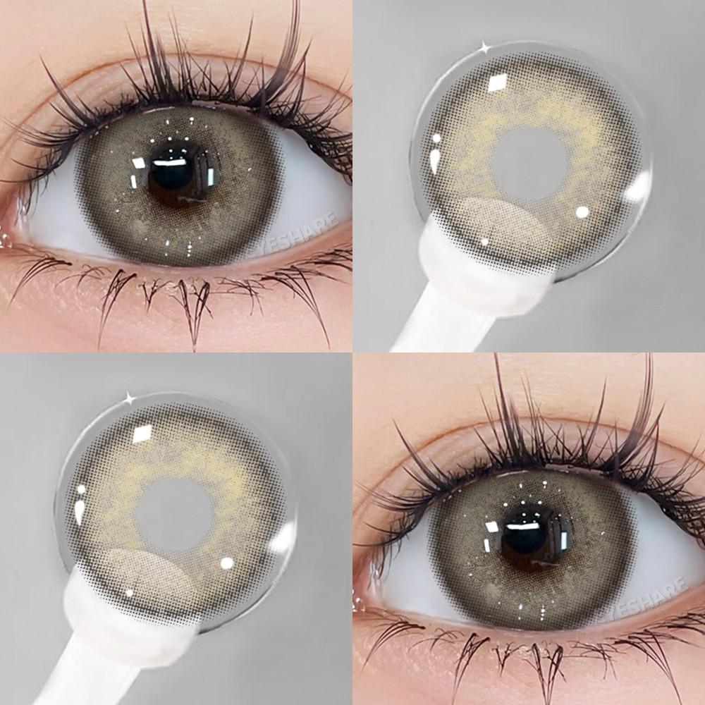 EYESHARE 1pair Lemon Gray Contact Lenses 14.0mm Korean Natural Brown Softlens Eye Contacts Cosmetics Pupils