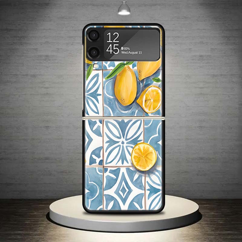 

Mediterranean Lemon Phone Case For Samsung Galaxy Z Flip 7 6 5 4 3 5G Shockproof Cover Z Flip7 Flip6 ZFlip5 Flip3 Flip4 Luxury S Samsung Z Flip 7