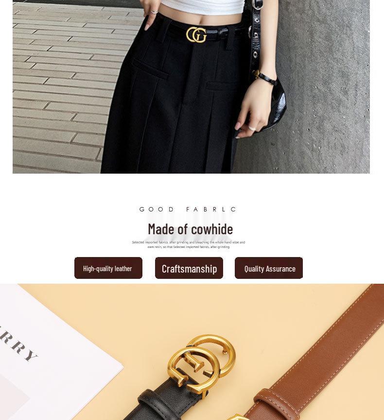 Dámský luxusní černý kožený pásek - Všestranný módní doplněk pro letní džíny